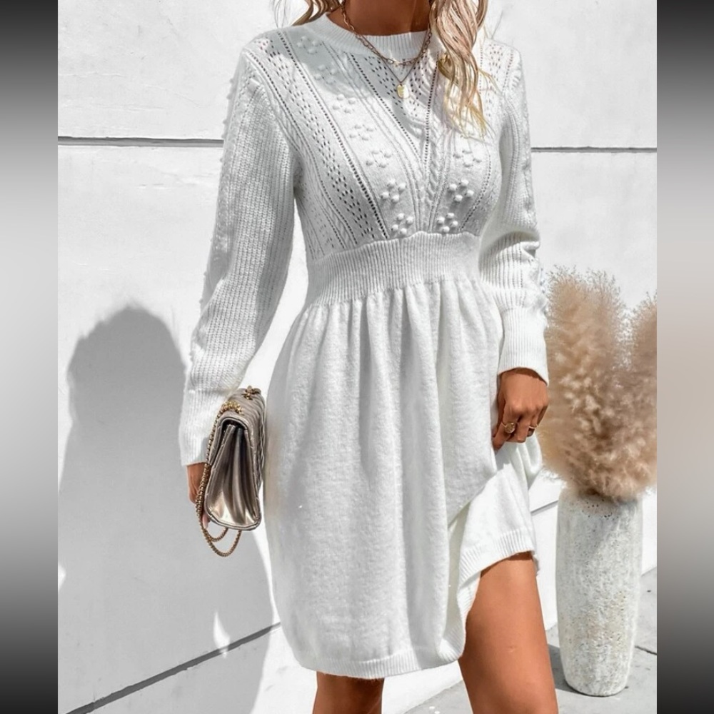 white sweater dress